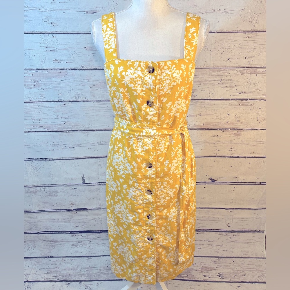 Ann Taylor Yellow Floral Midi Dress